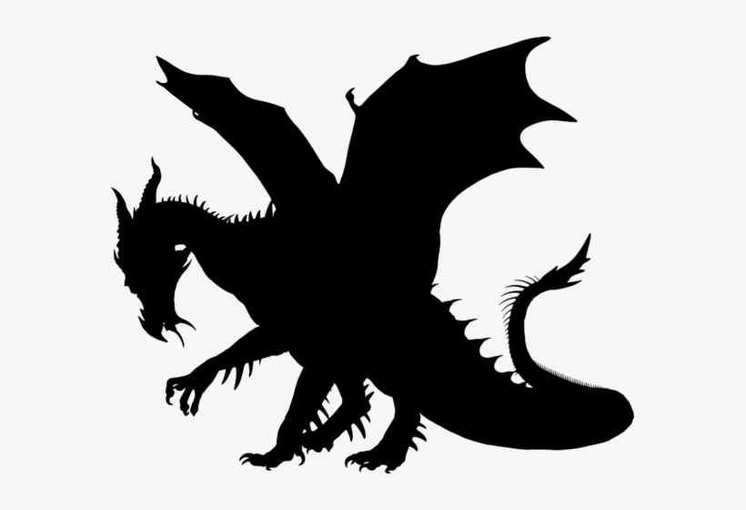 Horned Dragon Silhouette - Dragon Silhouette, transparent png