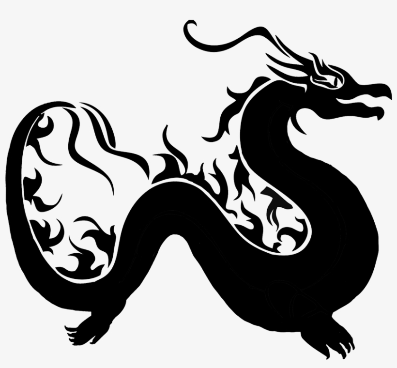 Black Dragon Silhouette, Asian Dragon Silhouette - Dragon Clip Art, transparent png
