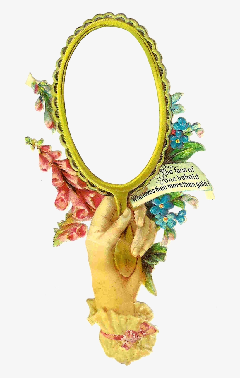 Victorian Hand With Mirror Frame / Label ~ Zibi Vintage, transparent png