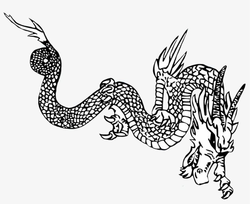 Silhouette Of Fire Breathing Dragon - Dragan In White And Black, transparent png