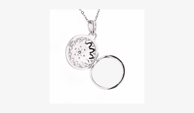 Sterling Silver Diamond Round Custom Photo Locket Necklace - Locket, transparent png