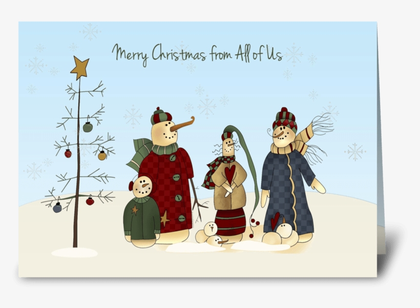 Snowmen Group, Winter Scene Greeting Card - Christmas Card, transparent png