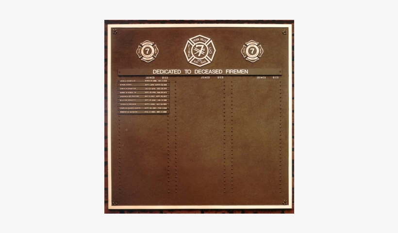 Deceased Firemen Memorial Plaque - Commemorative Plaque, transparent png
