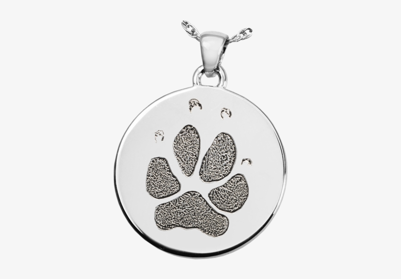 Paw Print Necklace - Pawprint Round Solid 14k Gold Pet Cremation Necklace, transparent png