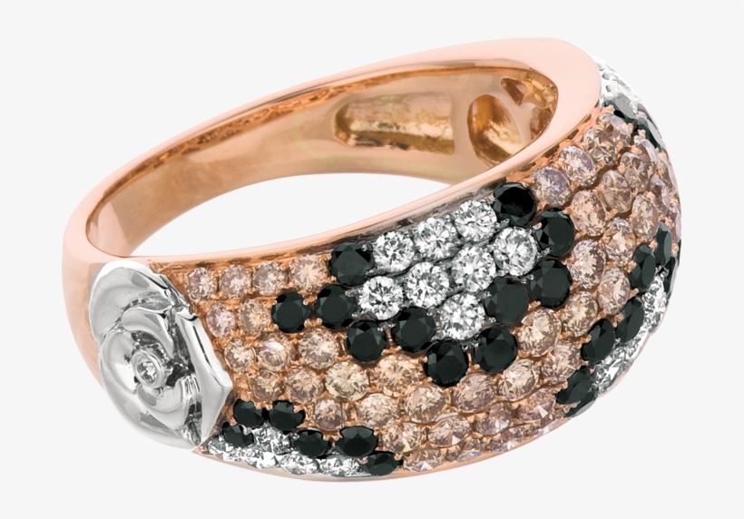 Ring 18k Rose Gold Paw Print Style With Cappucino, - Gold, transparent png