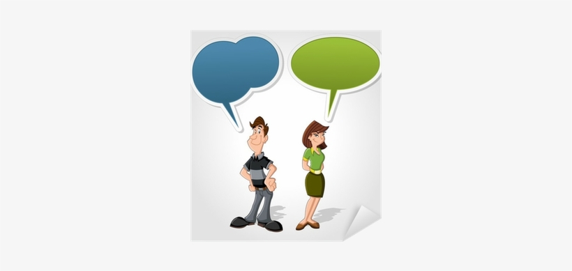Cartoon Man And Woman Talking With Speech Balloon Sticker - Dibujos Personas Para Historietas, transparent png