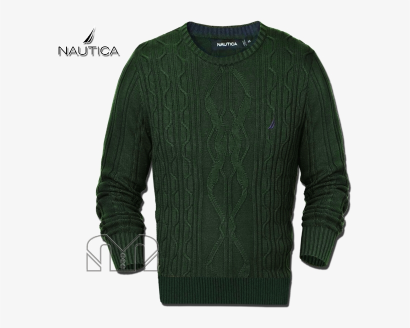 ~nautica Fisherman Crewneck Green Knit Sweater - Nautica, transparent png