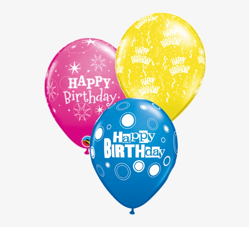 3 Birthday Latex Balloons - Qualatex 11 Inch Blue Latex Balloon - Birthday Sparkle, transparent png