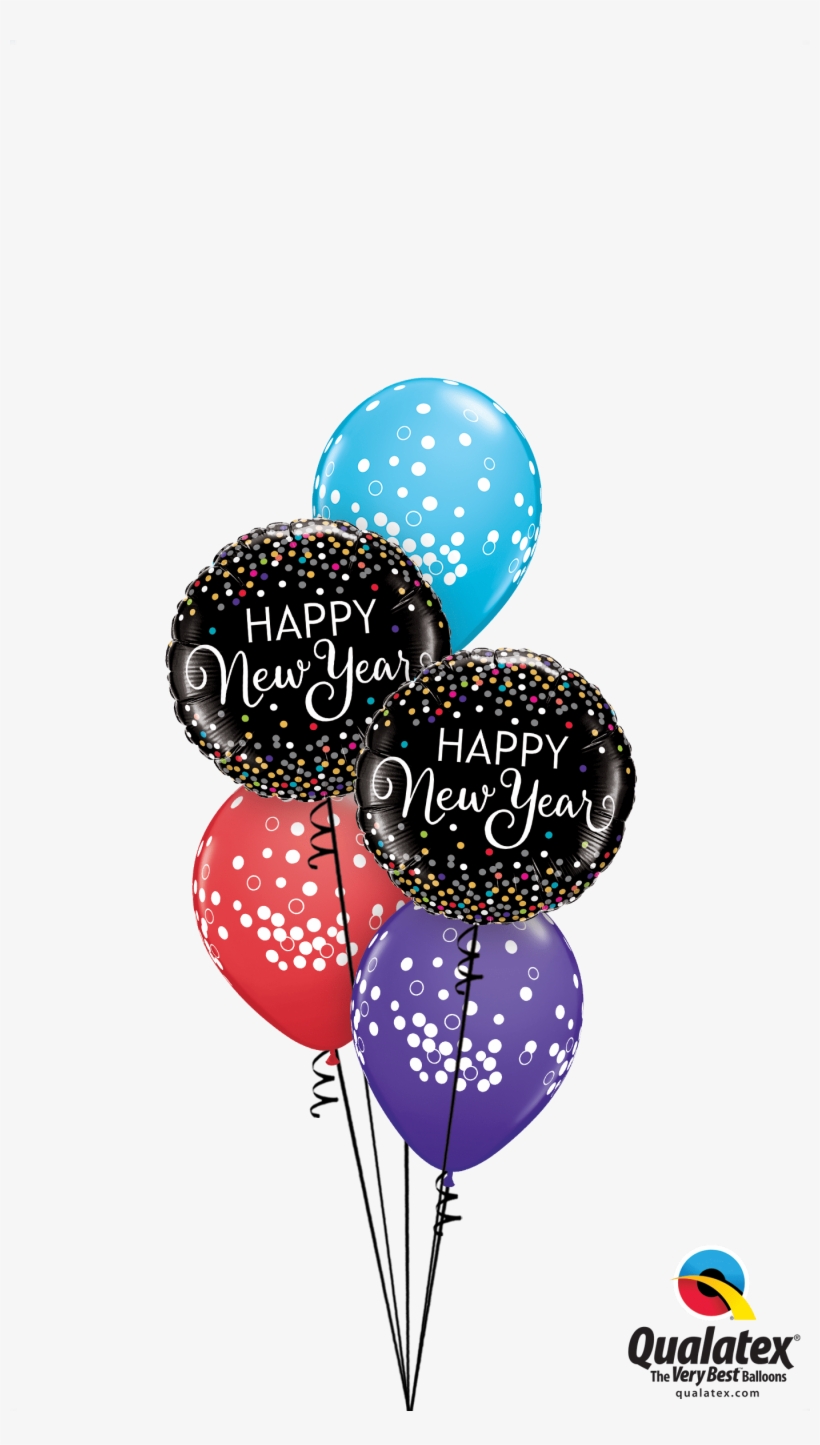 New Year Confetti Print Balloon -18" Foil (each), transparent png