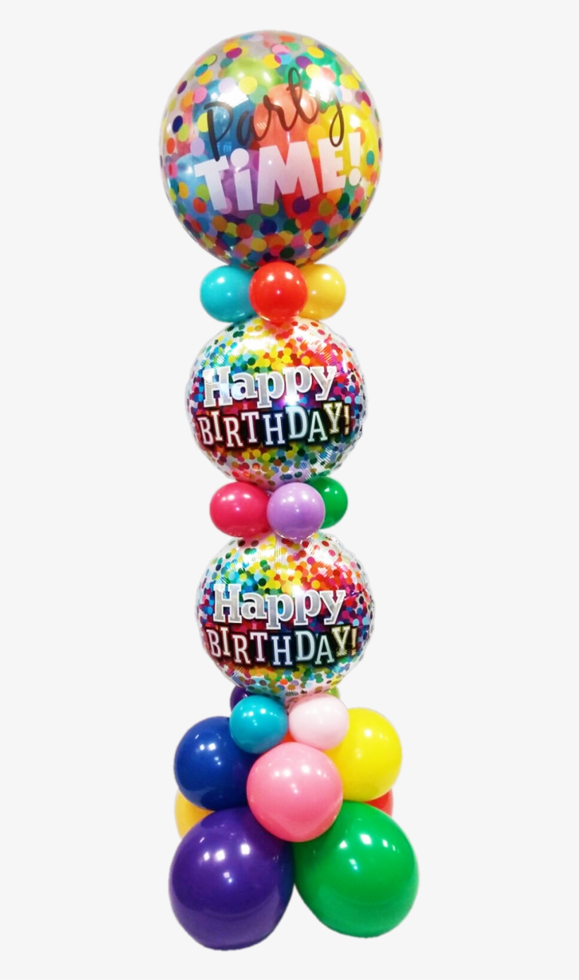 Party Time Gumball Confetti Tower - 18" Happy Birthday Birthday Rainbow Confetti - Mylar, transparent png