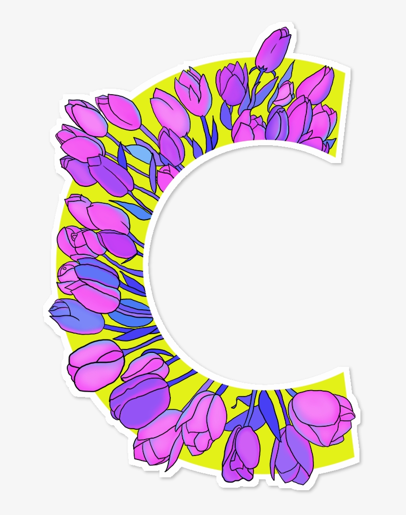 Adesivo Monograma Floral C De Eveline Pezzinina - Monogram, transparent png