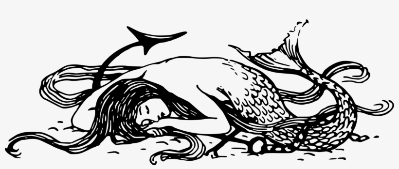 Mermaid Sleep Pictogram Computer Icons Map - Black And White Mermaid Png, transparent png