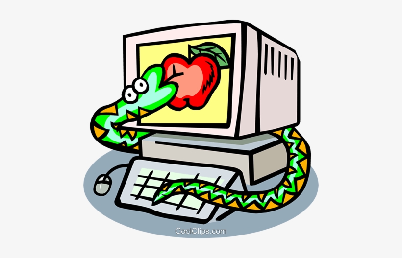 Snake Apple And Computer Royalty Free Vector Clip Art - Illustration, transparent png