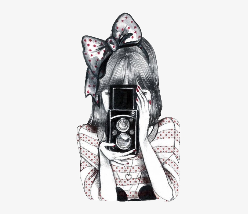 Brushes Com Fundo Transparente Para Photoscape - Girl With Camera Drawing, transparent png