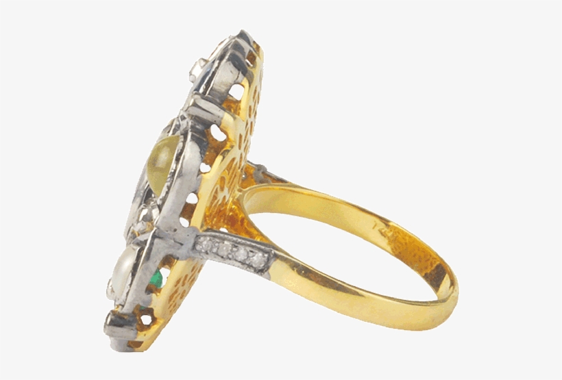 Victorian Ring In Silver And Gold With 9 Different - Silver, transparent png