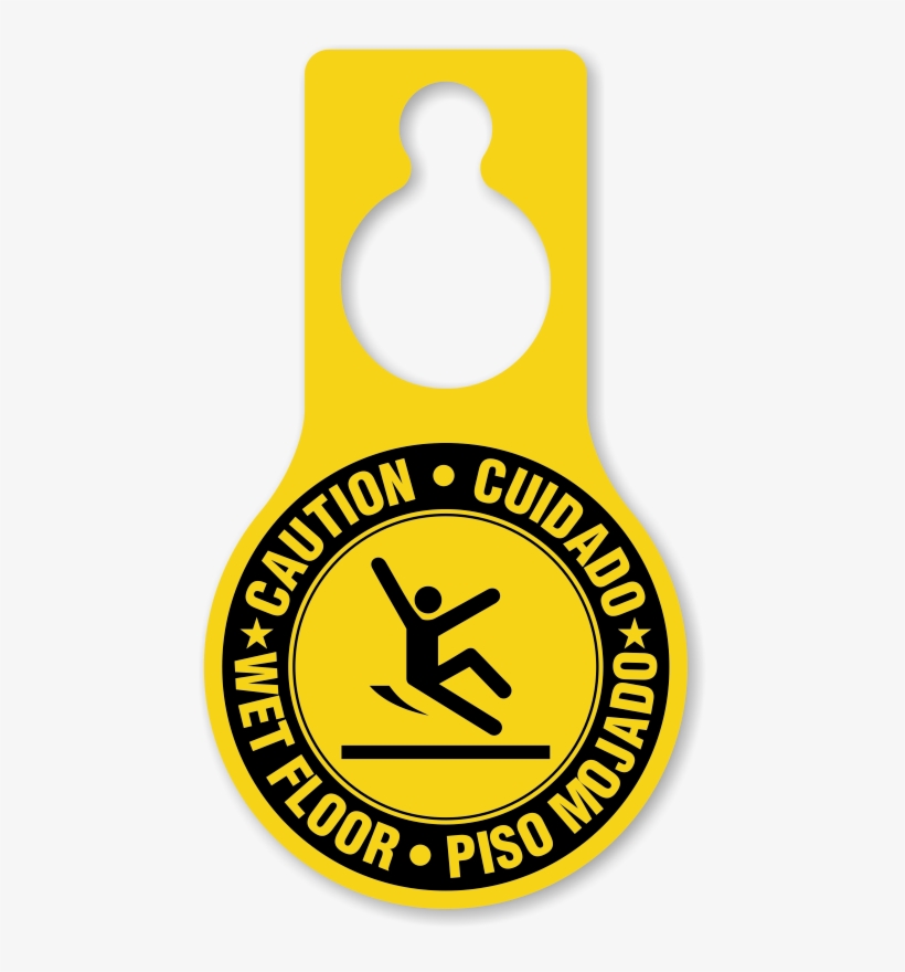 Caution Wet Floor Bilingual Door Hang Tag - Captain Sensible Crass Record, transparent png