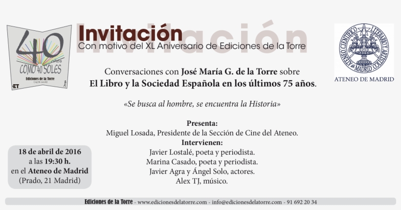 Esta Entrada Fue Publicada En 40 Años Como 40 Soles - Ateneo De Madrid, transparent png