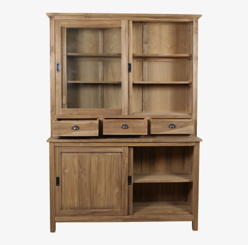 Display Cabinet - 150 Cm - Natural - Teak - China Cabinet, transparent png