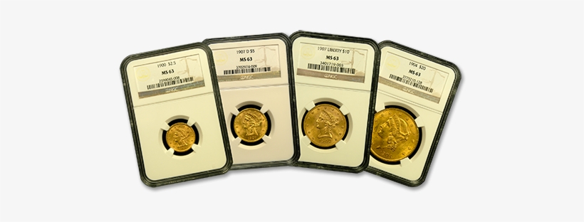 Four Coin Liberty Head Gold Coin Set Ngc/pcgs Mint - Liberty Set Gold Coins, transparent png