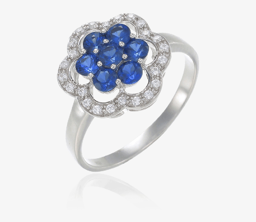 Blue Sapphire Scalloped Edge Ring - Ring With Sapphire And Diamond, transparent png