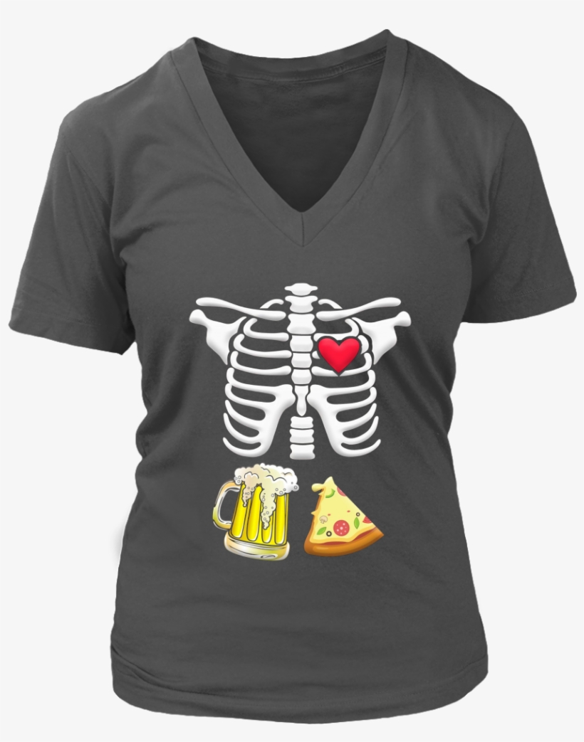Beer And Pizza Pregnant Skeleton Halloween T-shirt - Halloween 2017 Maternity Beer And Pizza Skeleton Halloween, transparent png