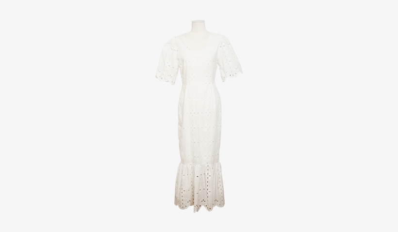 Scalloped Edge Eyelet Detail Maxi Dress By Stylenanda - Gown, transparent png