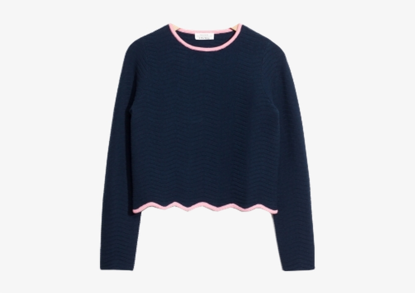 Pull Bleu Et Rose Scallop Edge - Cardigan, transparent png