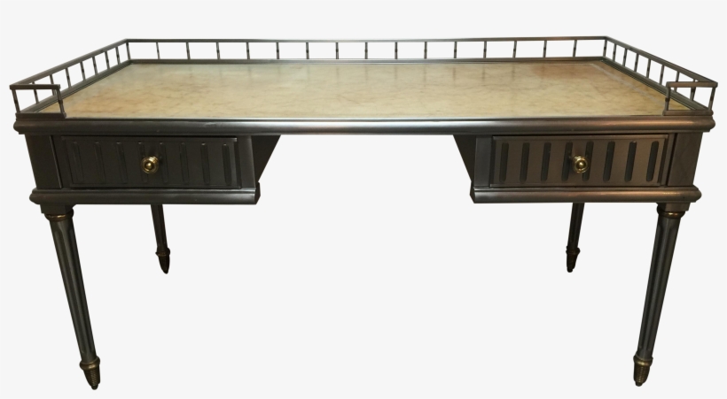Italian Brushed Metal Leather Top Desk W / Gallery - Coffee Table, transparent png
