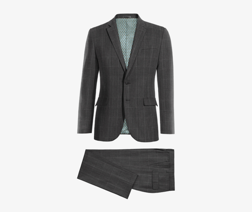 New Grey Checked Wool Blend Suit - Tailored Jacket For Men - Blue Tweed Blazer - Men Custom, transparent png