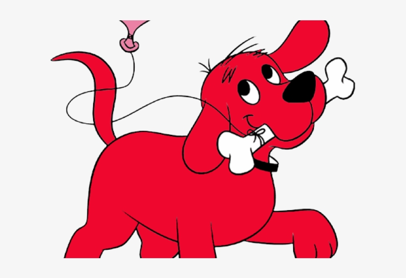 Puppy Clipart Cartoon - Clifford The Big Red Dog With Bones, transparent png