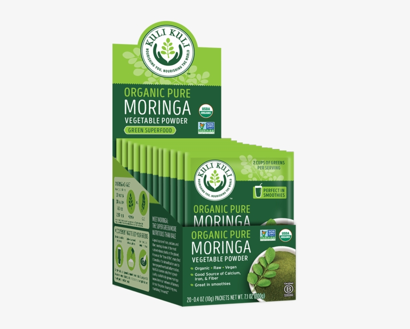 Single Serving Pure Moringa Packets Carton - Kuli Kuli - Pure Moringa Vegetable Powder - 0.4 Oz., transparent png