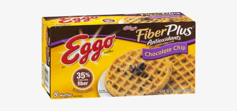Kellogg's Eggo Fiberplus Chocolate Chip Waffles - Eggo Waffles Fiber, transparent png