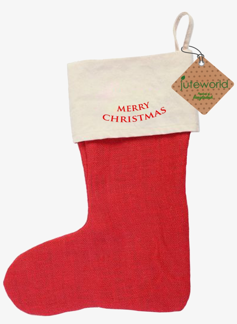 Christmas Sock Jute And Cotton Fabric Made - Christmas Stocking, transparent png