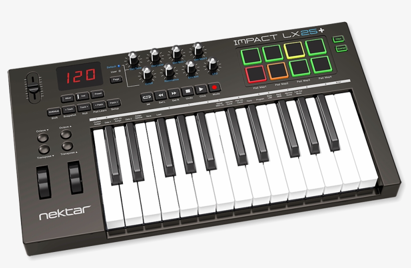 Compact - Control - Creativity - Nektar Impact Lx25+ 25-note Usb Midi Controller Keyboard, transparent png