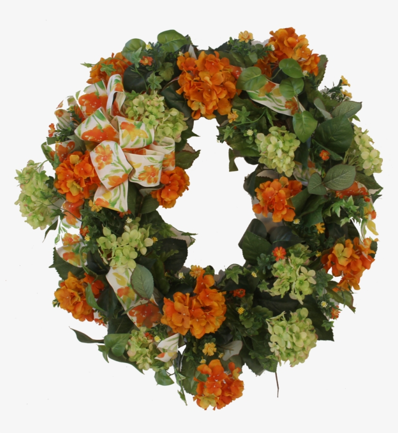 Light Green And Orange Summer Wreath/ver06 - Photograph, transparent png
