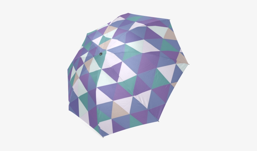 Purple Green Beige Abstract Triangles Foldable Umbrella - Envelope, transparent png