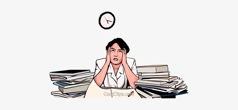 Office Woman Fighting A Deadline Royalty Free Vector - Work Stress Clipart, transparent png