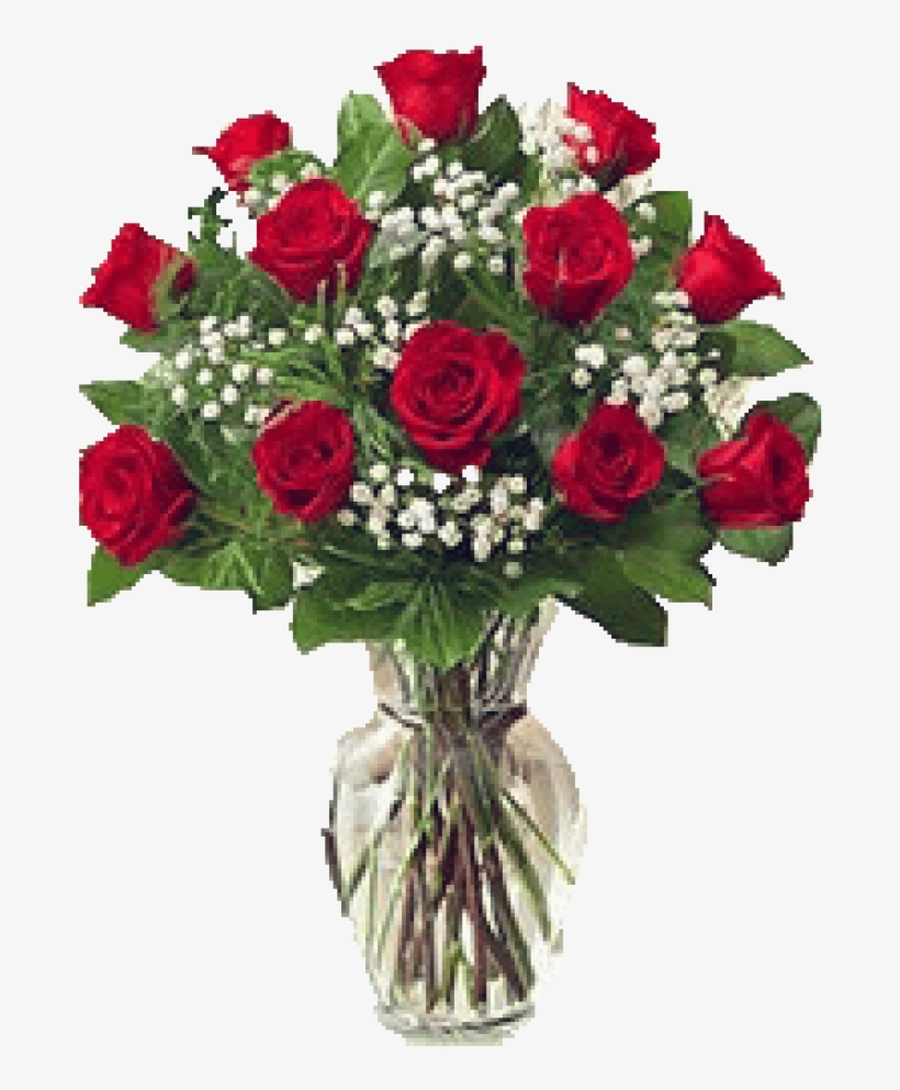 Dozen Roses With Baby's Breath, transparent png