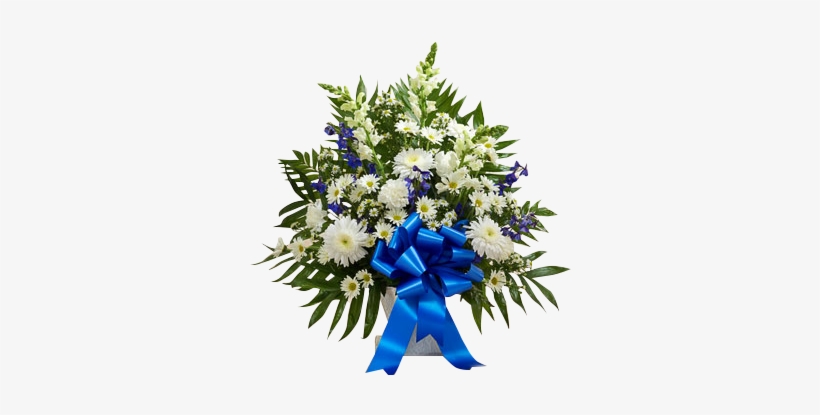 Traditional Sympathy Basket In Blue And White - Tribute Blue & White Floor Basket Arrangement -, transparent png