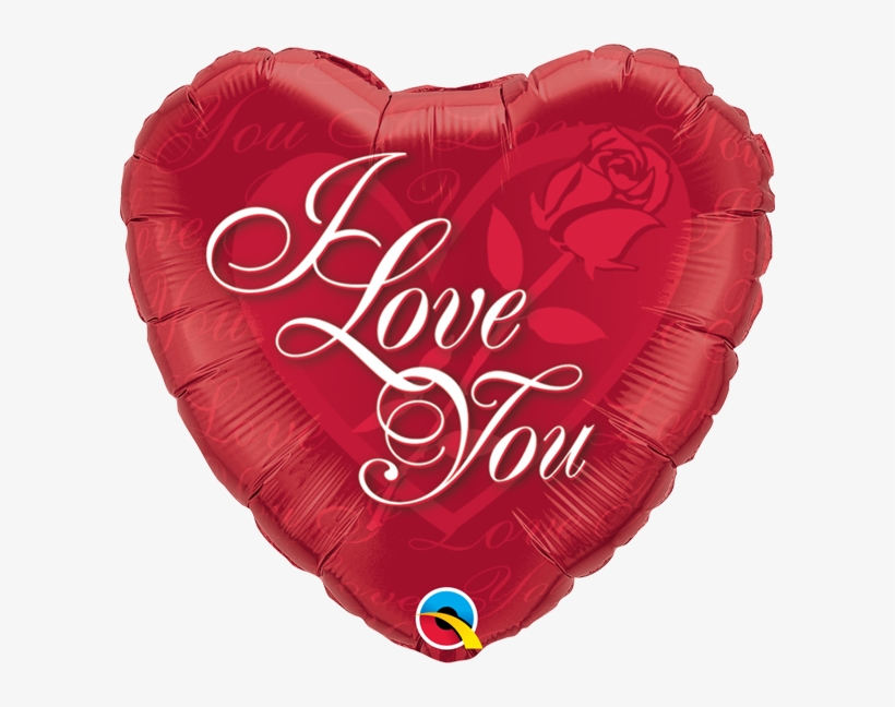Balão Metalizado Eu Te Amo Com Rosa Vermelha 18 Polegadas - Balloon I Love U, transparent png