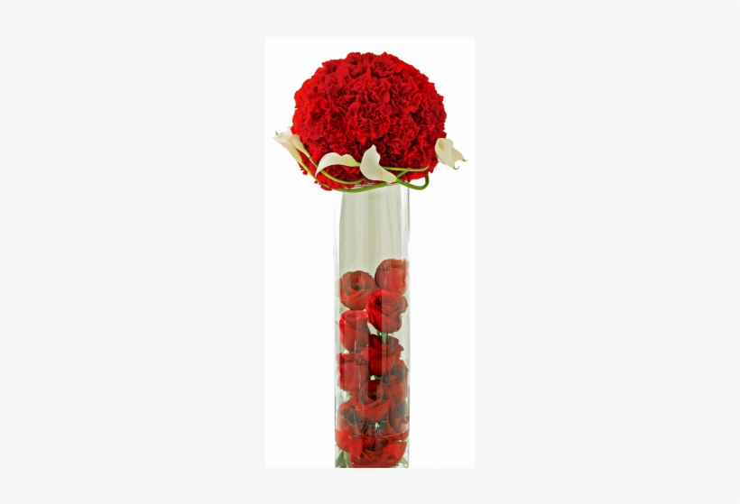 Rose Topiary Centerpiece - Roses Inside Cylinder Vase, transparent png