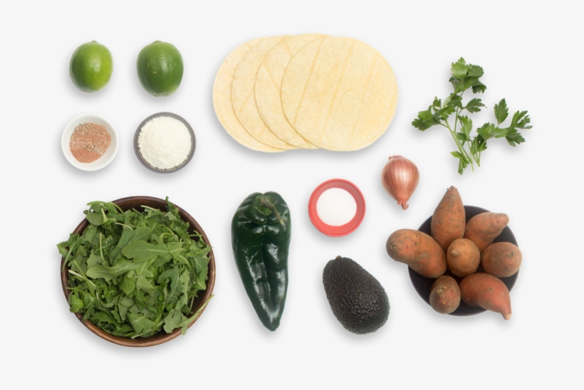 Spiced Sweet Potato & Poblano Tostadas With Guacamole - Spinach, transparent png