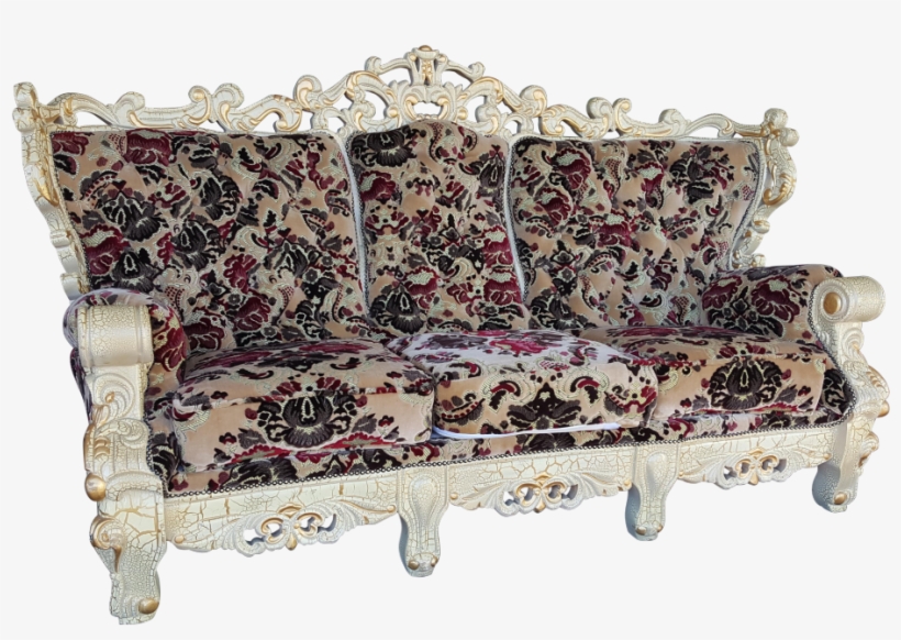Gold Couch Beautiful Vintage Victorian Floral Velvet, transparent png