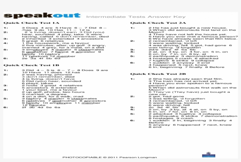 Speakout Intermediate Quick Check Test 9, transparent png