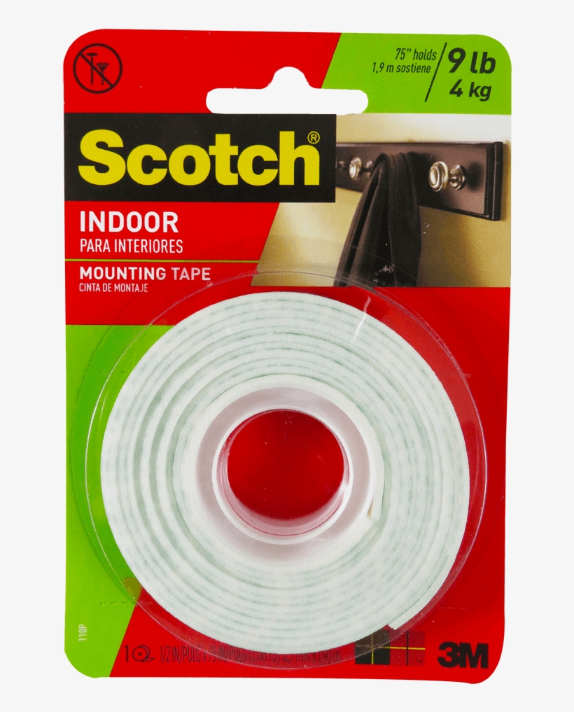 Cinta Para Montaje 1/2"x75" 110sp - Scotch Heavy Duty Indoor Mounting Tape, transparent png
