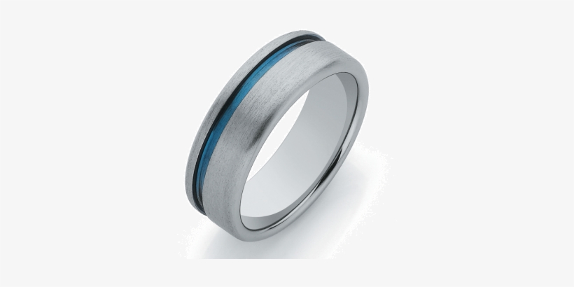 Titanium Sanded Finish And Blue Groove Band - Mia Bella Jewellery, transparent png