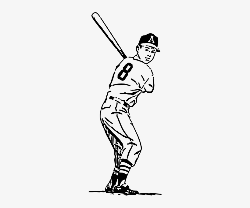 Baseball Player Clipart Png - Baseball Player Black And White, transparent png