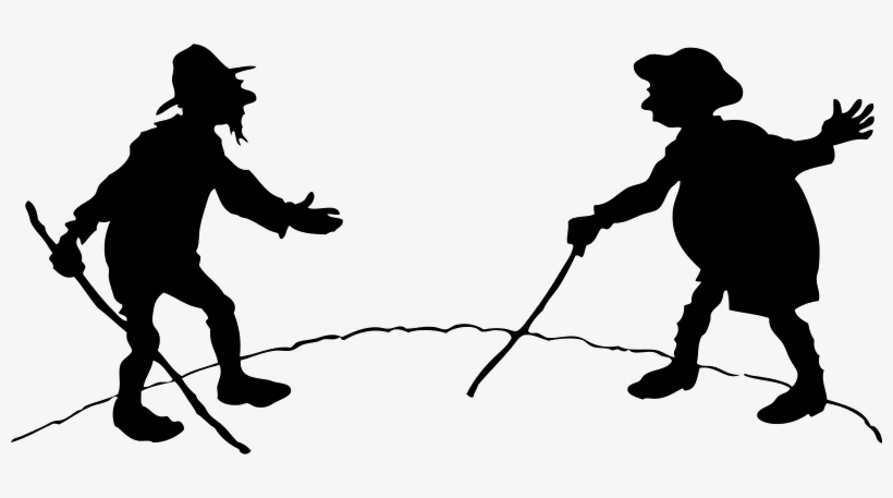 Este Gráficos Es Dos Hombres Toman Un Palo Sobre El - Silhouette Of Two Men Fighting, transparent png