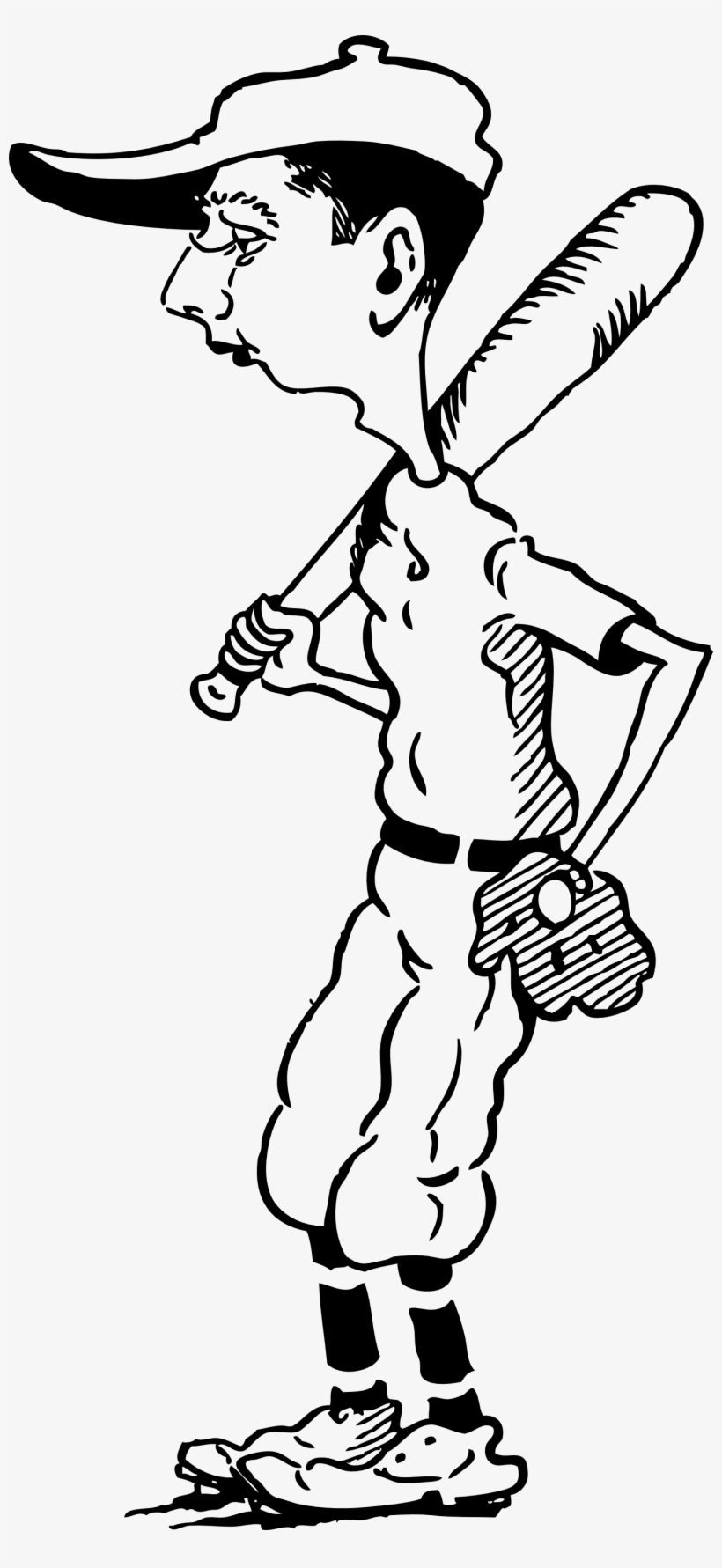 Free Retro Clipart Illustration Of A Baseball Player - Old Time Baseball Player Shower Curtain, transparent png