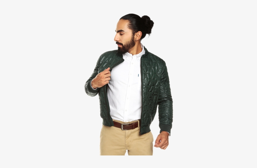 Chaqueta Para Hombre Bomber Krong Verde Scarab - Leather Jacket, transparent png